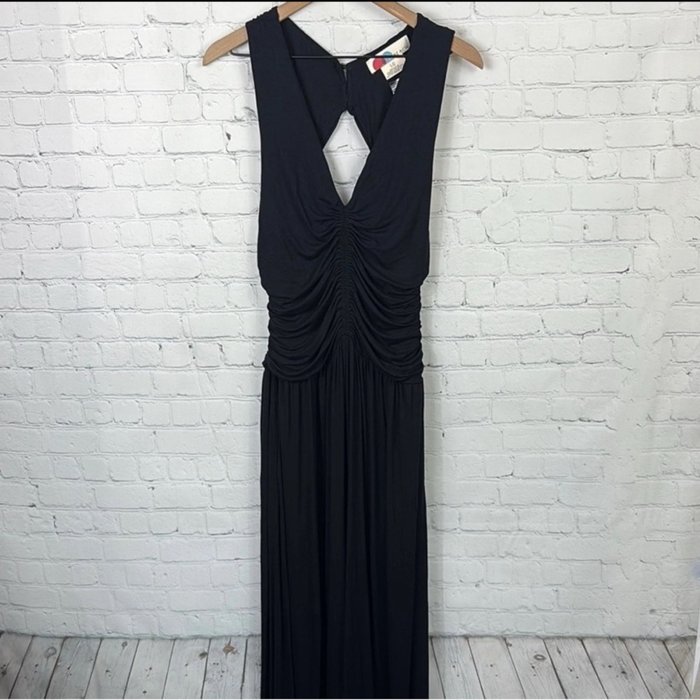 FREE PEOPLE BEACH Ruched Kit One Piece Wide Leg Jumpsuit BLACK - Picture 4 of 6